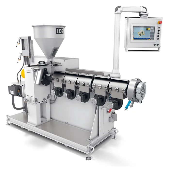 IDE single screw extruder with hopper and controller