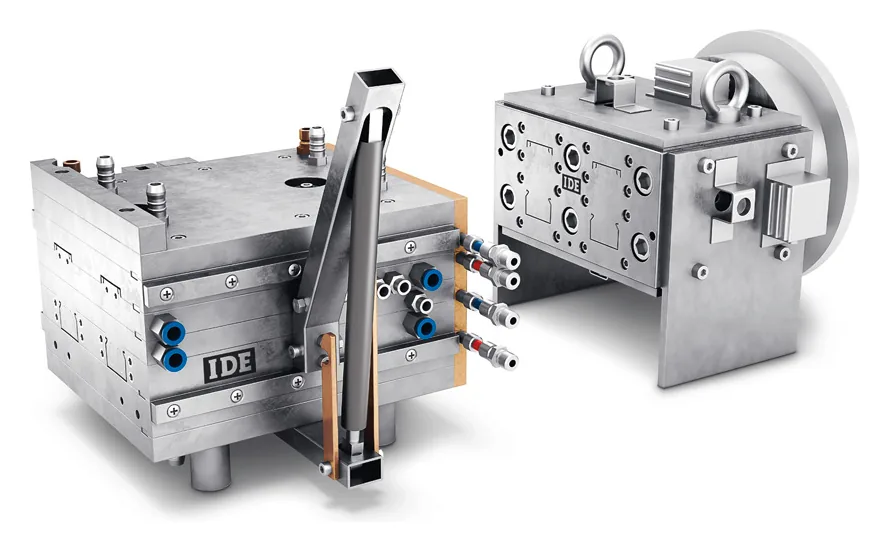 IDE extrusion tool producing two cable trunkings with separate covers