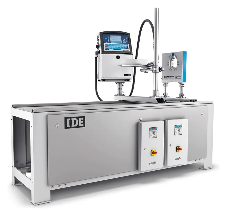 Add-on unit for labelling and measuring in the extrusion line